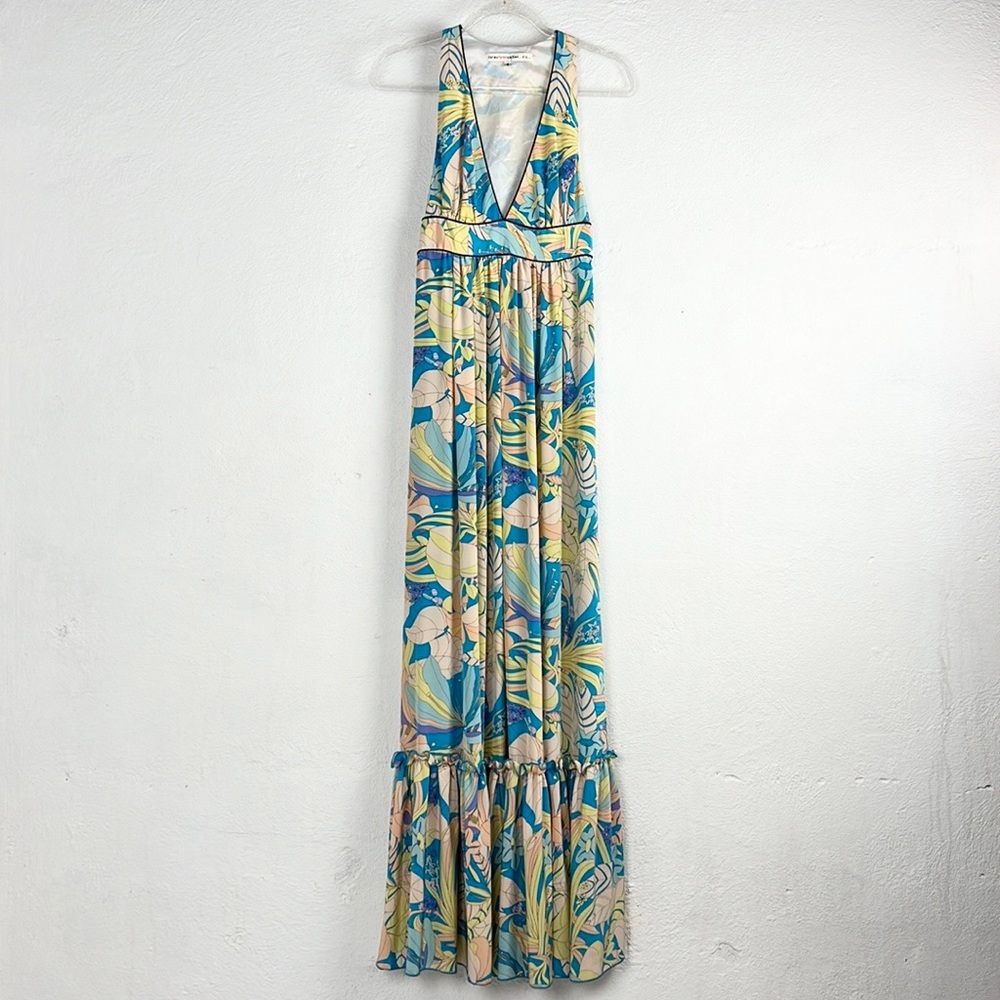 COREY LYNN CALTER | 💐 Anthropologie Boho Floral Sleeveless Silk Maxi Dress